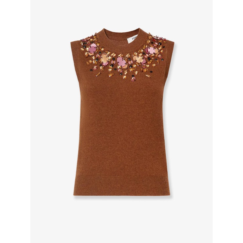 Sleeveless wool and cashmere sweater
