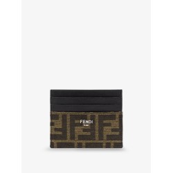 Leather card holder with FF Jacquard fabric inserts