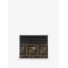 Leather card holder with FF Jacquard fabric inserts
