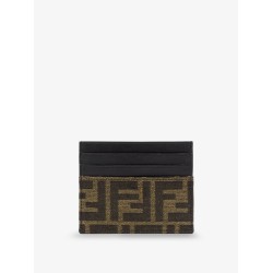 Leather card holder with FF Jacquard fabric inserts