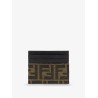 Leather card holder with FF Jacquard fabric inserts