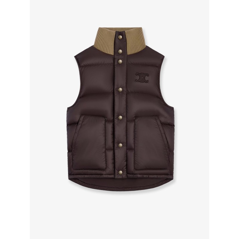 Sleeveless down jacket with Triomphe patch