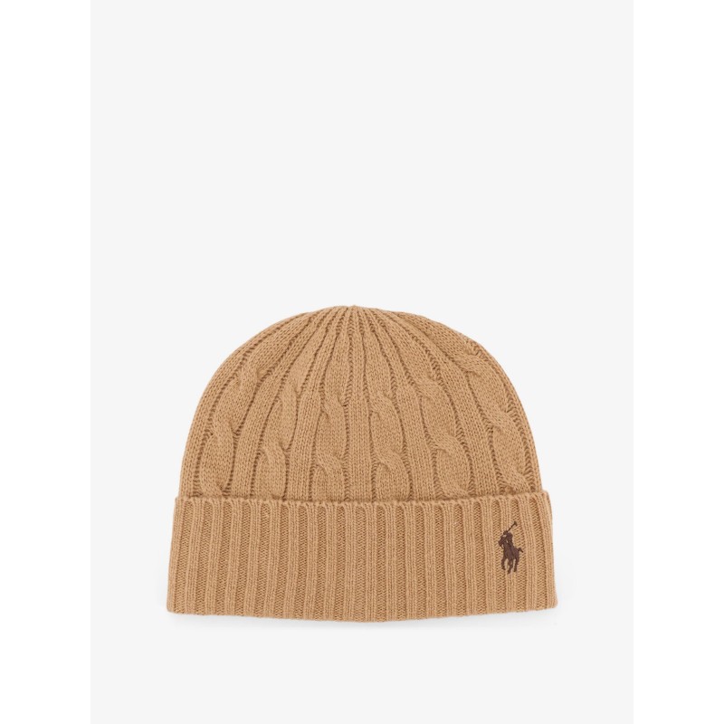 Wool blend cable knit beanie hat
