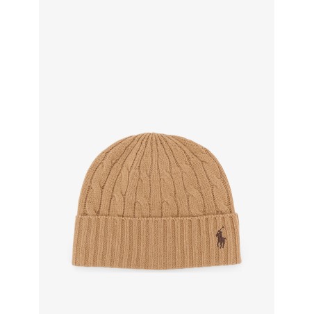 Wool blend cable knit beanie hat