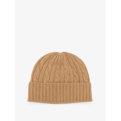 Wool blend cable knit beanie hat