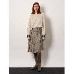 Virgin wool and silk midi skirt