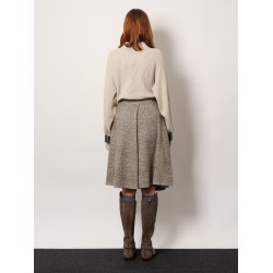 Virgin wool and silk midi skirt