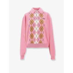 Cashmere polo sweater with Argyle motif