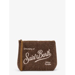 Aline Wool clutch with herringbone motif and rhinestones
