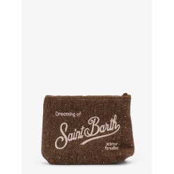 Aline Wool clutch with herringbone motif and rhinestones