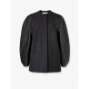 Virgin wool coat with leather sleeves