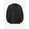 Virgin wool coat with leather sleeves