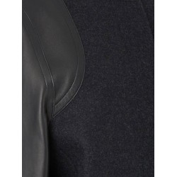 Virgin wool coat with leather sleeves