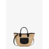 Le Panet Pliage raffia and leather crossbody bag
