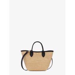 Le Panet Pliage raffia and leather crossbody bag