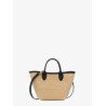 Le Panet Pliage raffia and leather crossbody bag