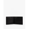 Leather wallet with embossed lettering logo on the front