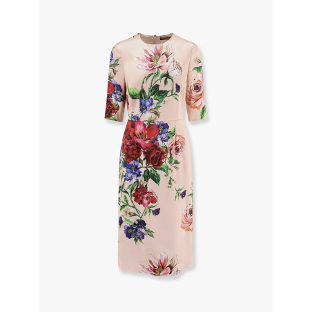 Satin dress with iconic floral print