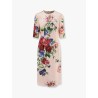 Satin dress with iconic floral print