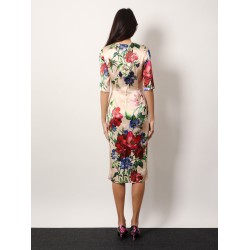 Satin dress with iconic floral print