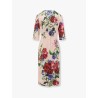 Satin dress with iconic floral print
