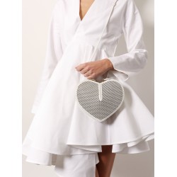 Le coeur shoulder bag in leather with fishnet motif
