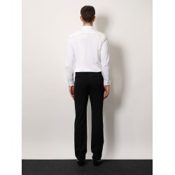 Tuxedo wool trouser with lateral satin bands