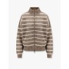 Dazzling striped net linen blend cardigan with sequins
