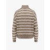 Dazzling striped net linen blend cardigan with sequins