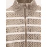 Dazzling striped net linen blend cardigan with sequins