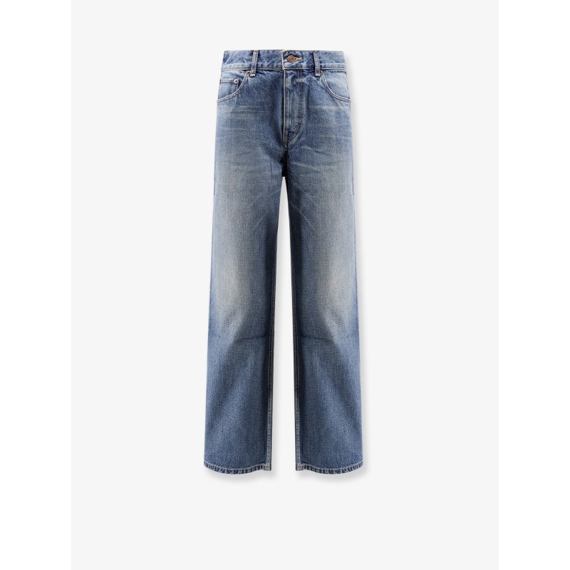 Stone-washed cotton jeans