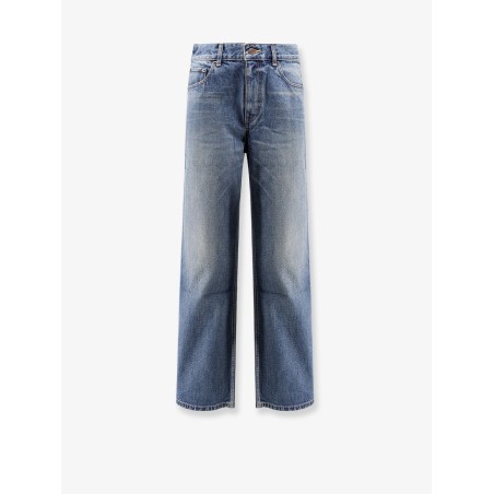 Stone-washed cotton jeans