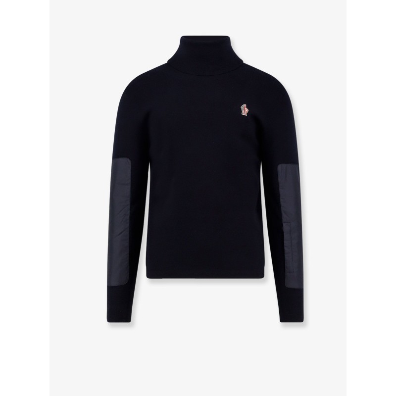 Wool turtleneck sweater with nylon inserts