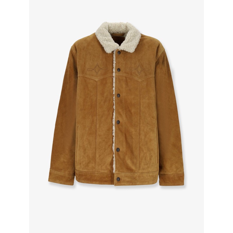 Suede jacket with faux fur lining