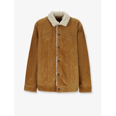 Suede jacket with faux fur lining