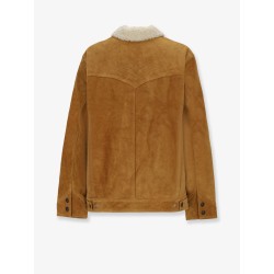 Suede jacket with faux fur lining