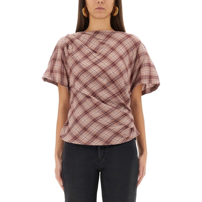 "NEYALA" ASYMMETRICAL PLAID TOP
