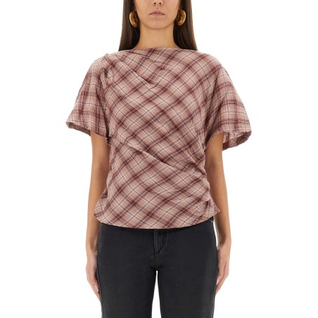 "NEYALA" ASYMMETRICAL PLAID TOP