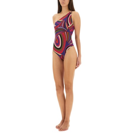 IRIS PRINT ONE-SHOULDER SWIMSUIT