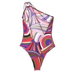 IRIS PRINT ONE-SHOULDER SWIMSUIT