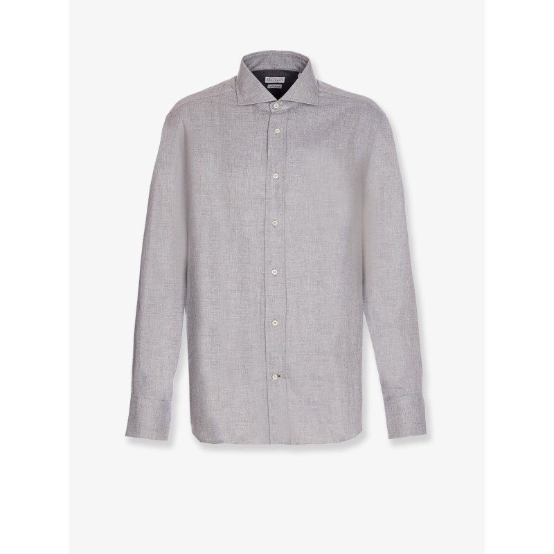 Cotton blend slim fit shirt
