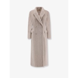 Faux sheepskin double-breasted coat