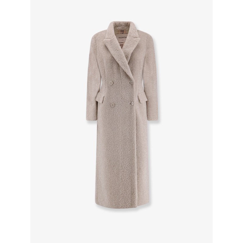 Faux sheepskin double-breasted coat