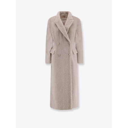 Faux sheepskin double-breasted coat