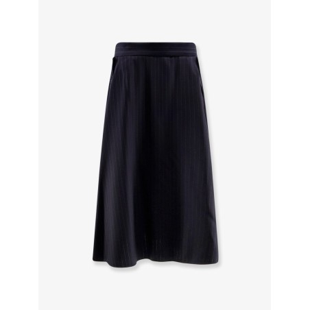 Striped virgin wool midi skirt