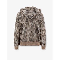 Perforated wool blend cardigan with sequins