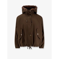 Faux fur jacket with nylon inserts