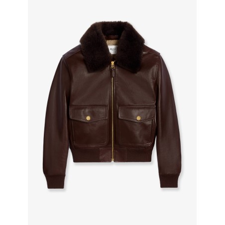 Leather jacket with removable collar