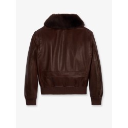 Leather jacket with removable collar