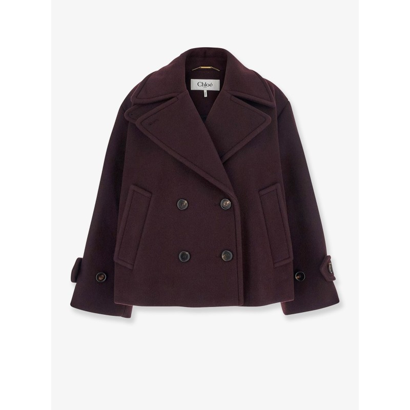 Double-breasted wool blend peacoat